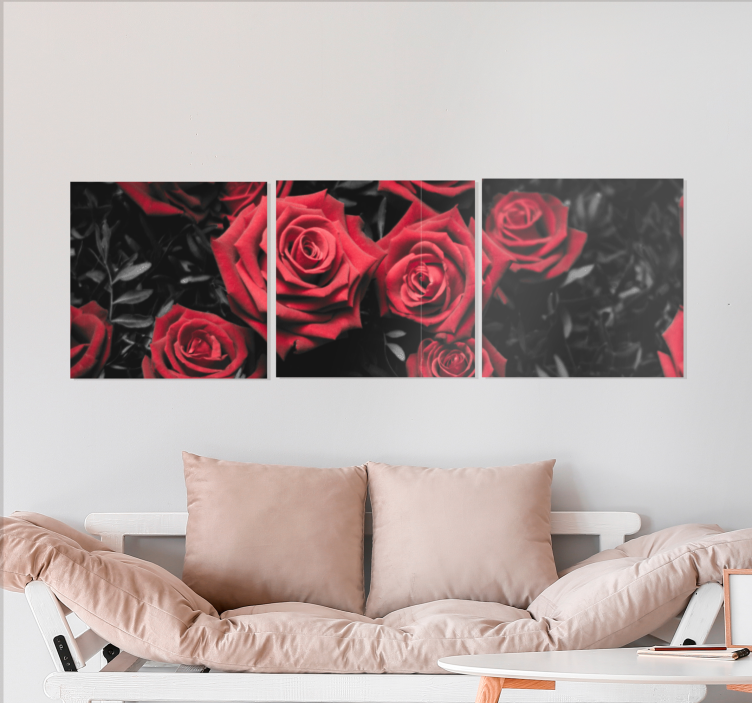Cuadro de flores Blanco y negro con rosas rojas - TenVinilo