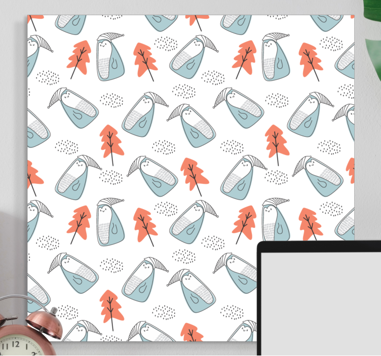 Cuadro flores patrón de animales adorables - TenVinilo