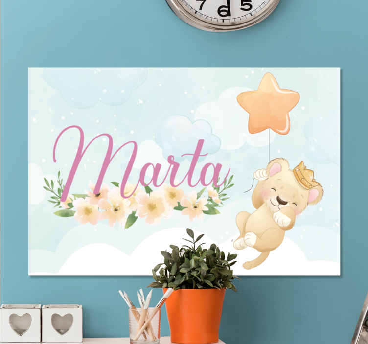 Cuadro para bebés globo de león adorable - TenVinilo