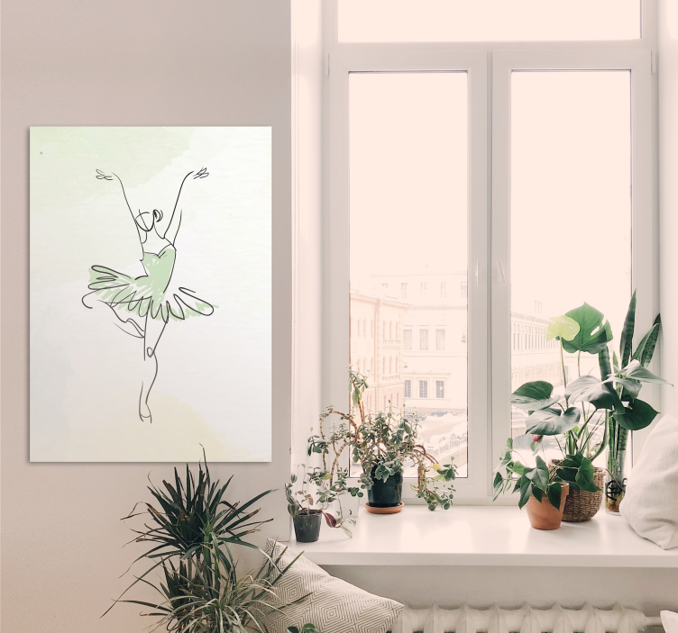 Cuadro infantil Bailarina en pose line art - TenVinilo