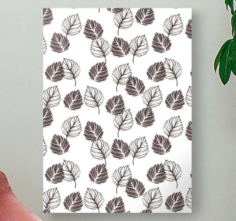 Cuadro para recibidor Hoja gris patrón de parentesco - TenVinilo