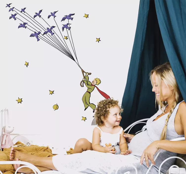 Vinilo infantil principito volando color - TenVinilo