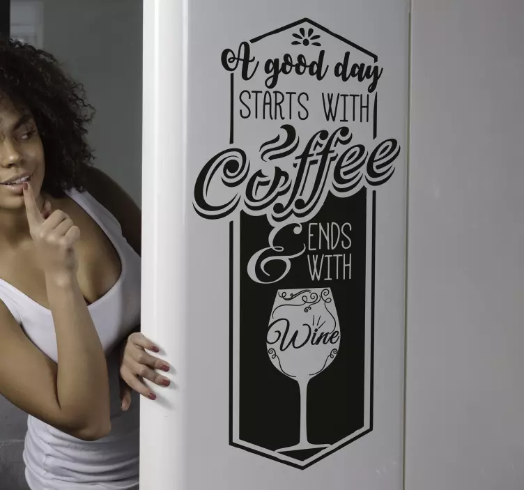 Vinilo pared frase café y vino - TenVinilo