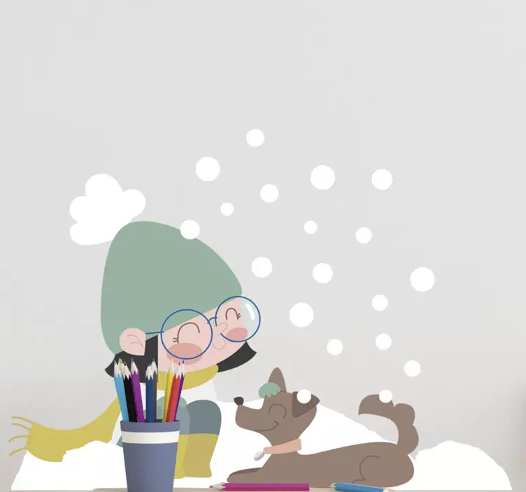 Vinilo infantil bebé chica nieve - TenVinilo