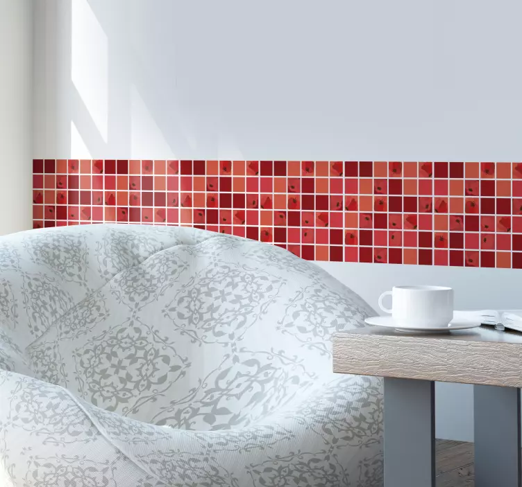 Cenefa adhesiva Mosaico de amapolas - TenVinilo