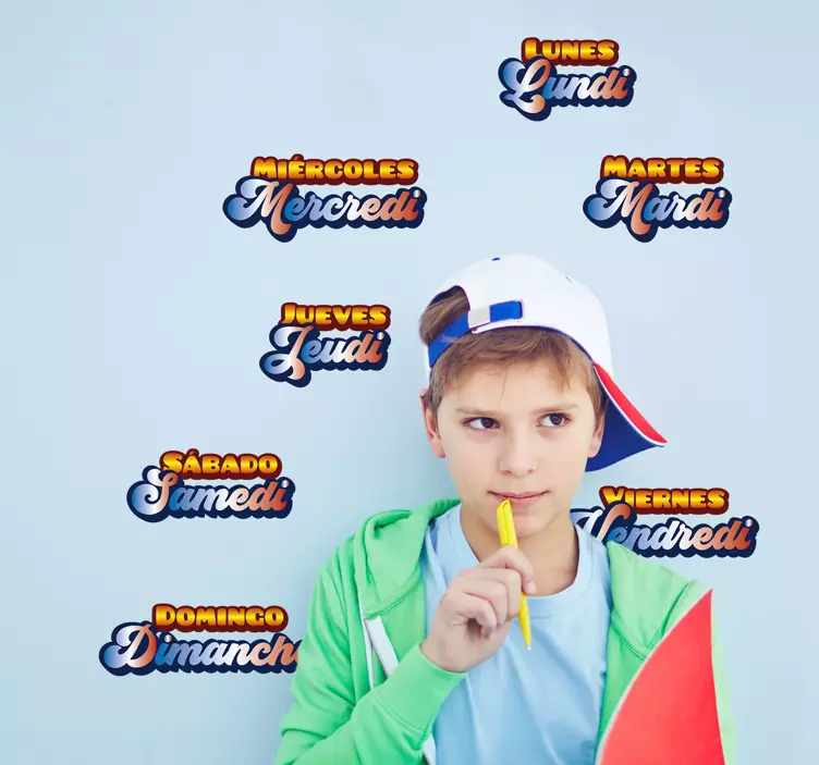 Vinilo frase célebre días de la semana en español y francés - TenVinilo