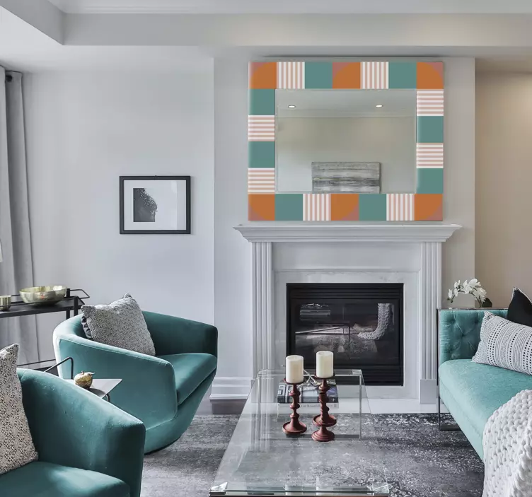 Vinilo espejo marco geométrico colorido - TenVinilo