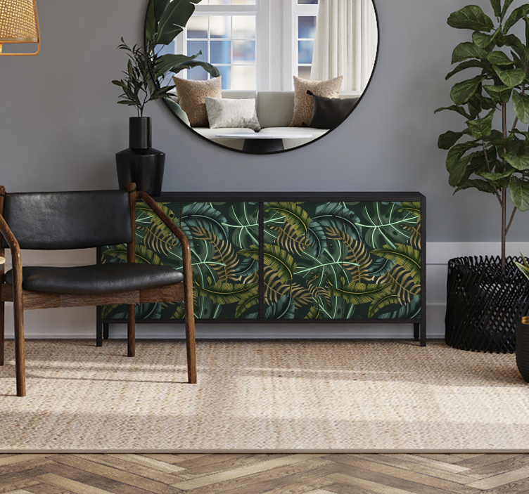 Vinilo para mueble hojas tropicales - TenVinilo