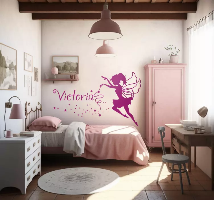 Vinilo decorativo infantil ninfa personalizable con nombre - TenVinilo