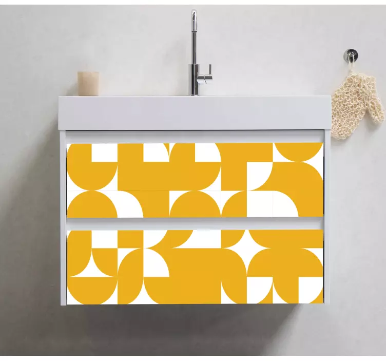 Vinilo para mueble Patrón de arte geométrico círculo amarillo - TenVinilo