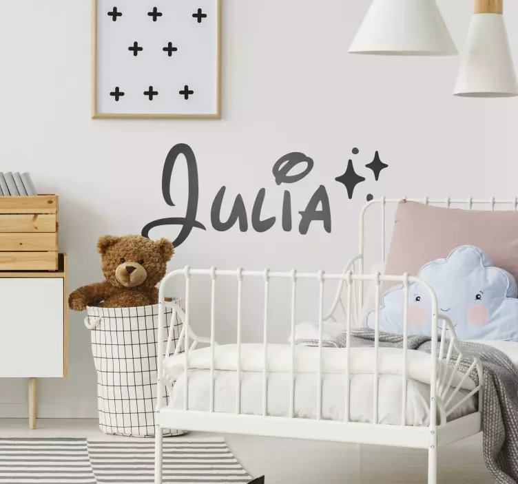 Vinilo dormitorio infantil nombre con estrellas - TenVinilo