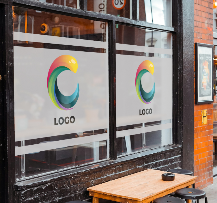 Vinilo escaparate logotipo grabado en translúcido - TenVinilo