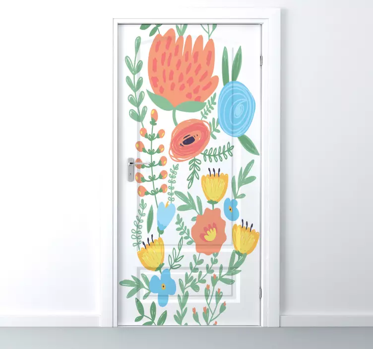Adhesivo floral para puerta - TenVinilo