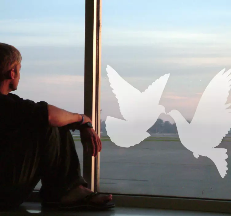 Adhesivo silueta pareja palomas - TenVinilo