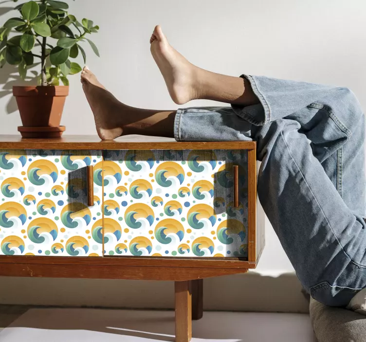 Azulejo adhesivo olas y puntos - TenVinilo