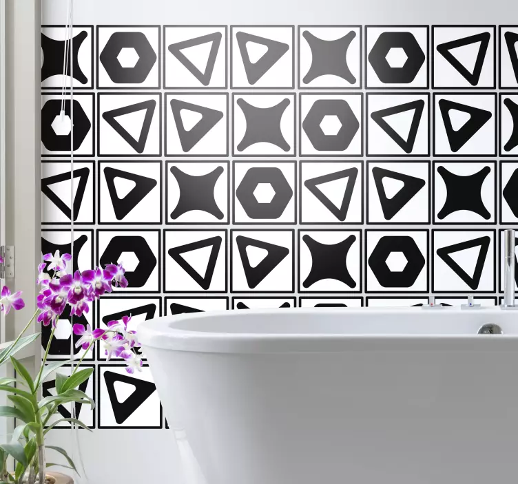 Azulejos adhesivo decorativos negro y blanco - TenVinilo