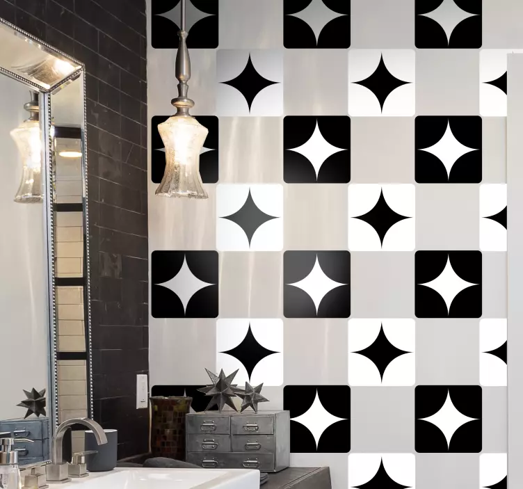 Azulejos adhesivo negro y blanco - TenVinilo