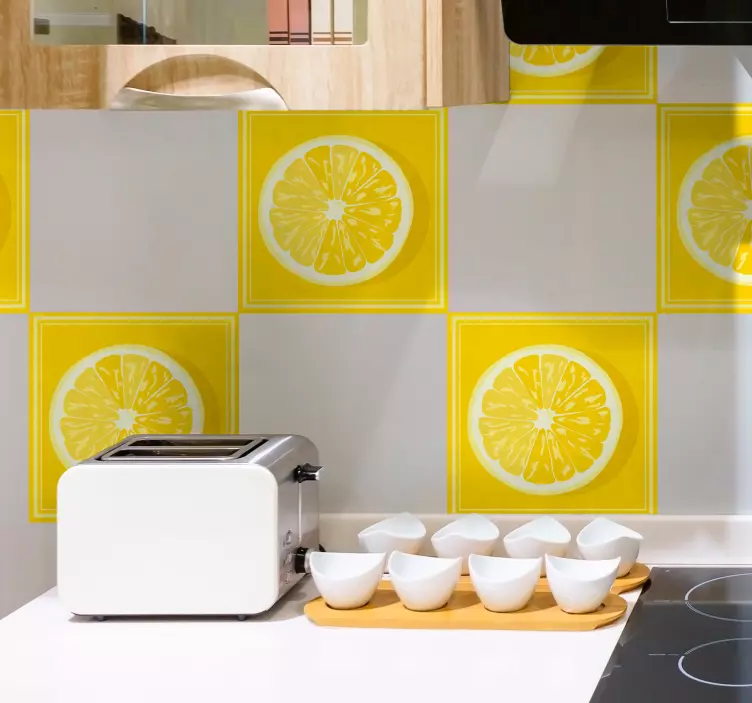 Azulejos adhesivos amarillos con limones - TenVinilo