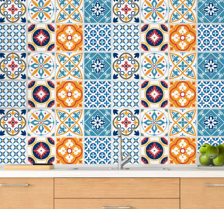 Azulejos adhesivos marroquí tonos azules - TenVinilo