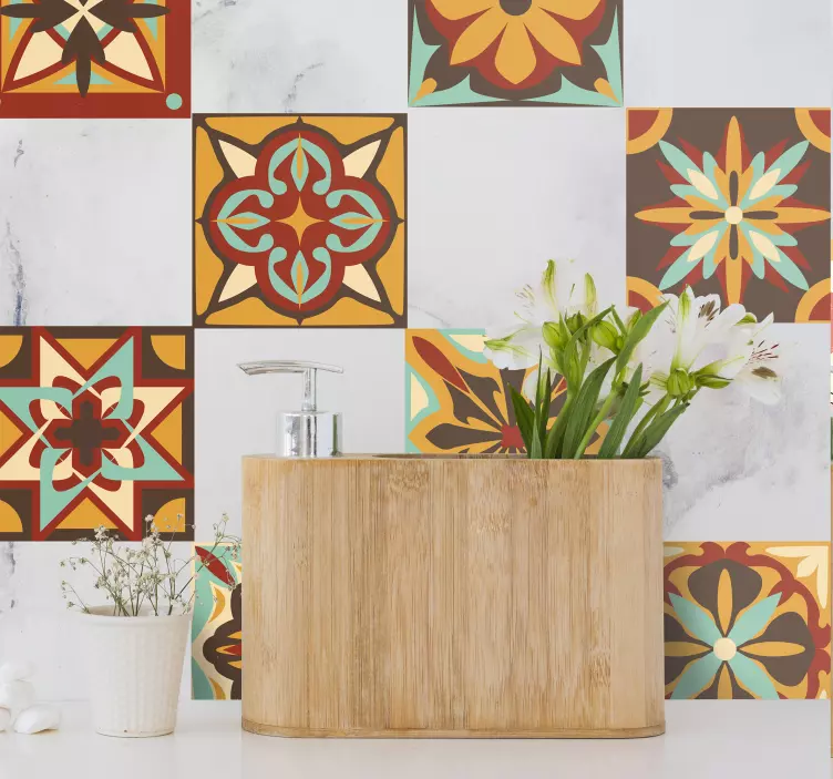 Azulejos adhesivos vuelta a los años 70 - TenVinilo