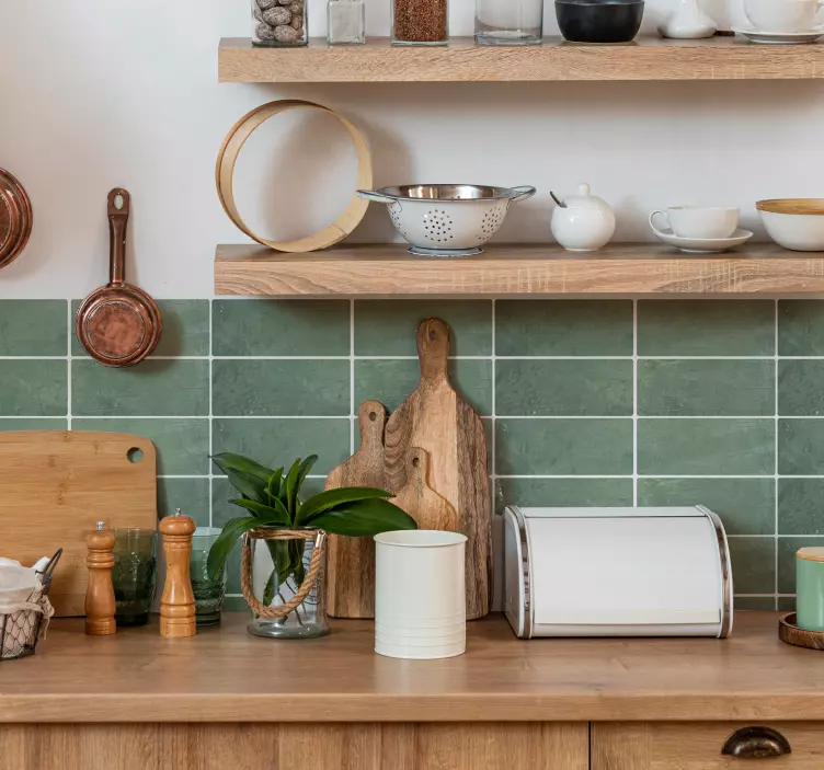 Azulejos adhesivo los ladrillos verdes rectangulares - TenVinilo