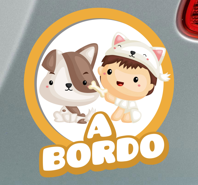 Pegatina bebé a bordo perro y bebé - TenVinilo