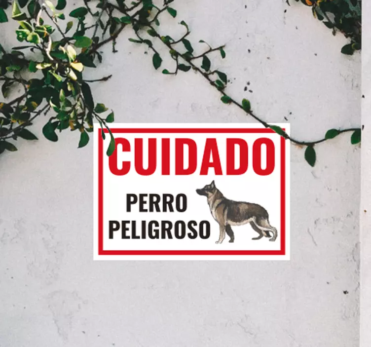 Cartel en vinilo cuidado con el perro - TenVinilo