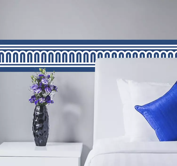Vinilo pared dormitorio cenefa color azul - TenVinilo