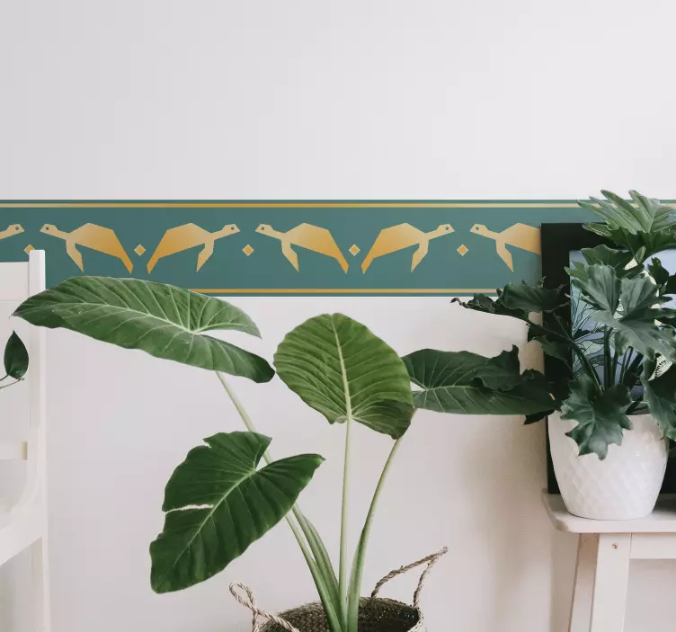 Cenefa adhesiva tortuga geométrica naranja - TenVinilo