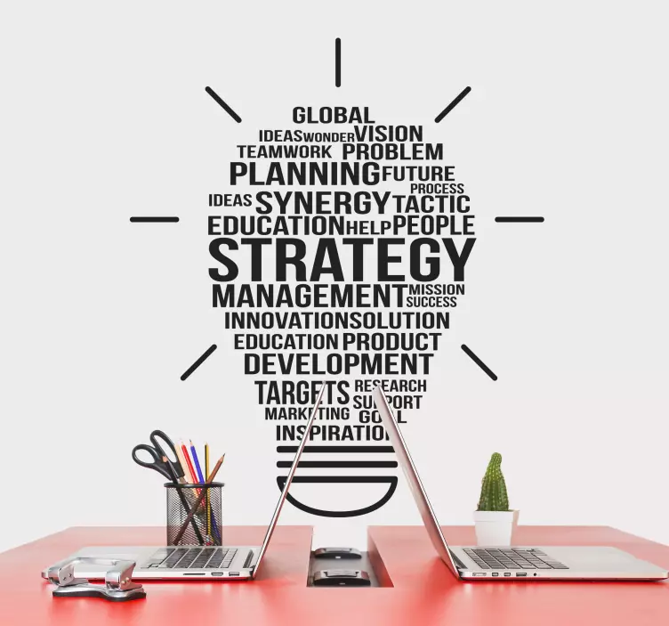 Vinilo frase estrategia bombilla de ideas - TenVinilo