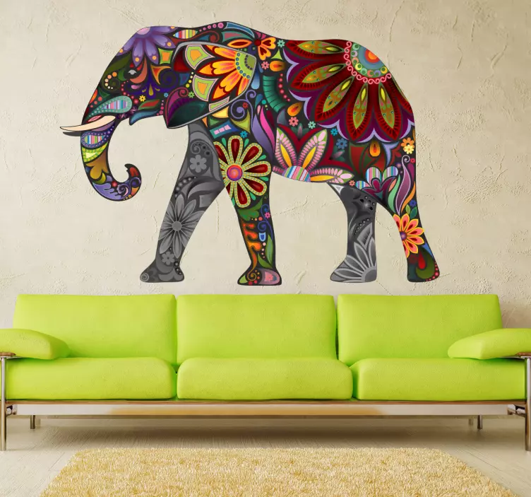 Vinilo pared salón elefante estampado - TenVinilo