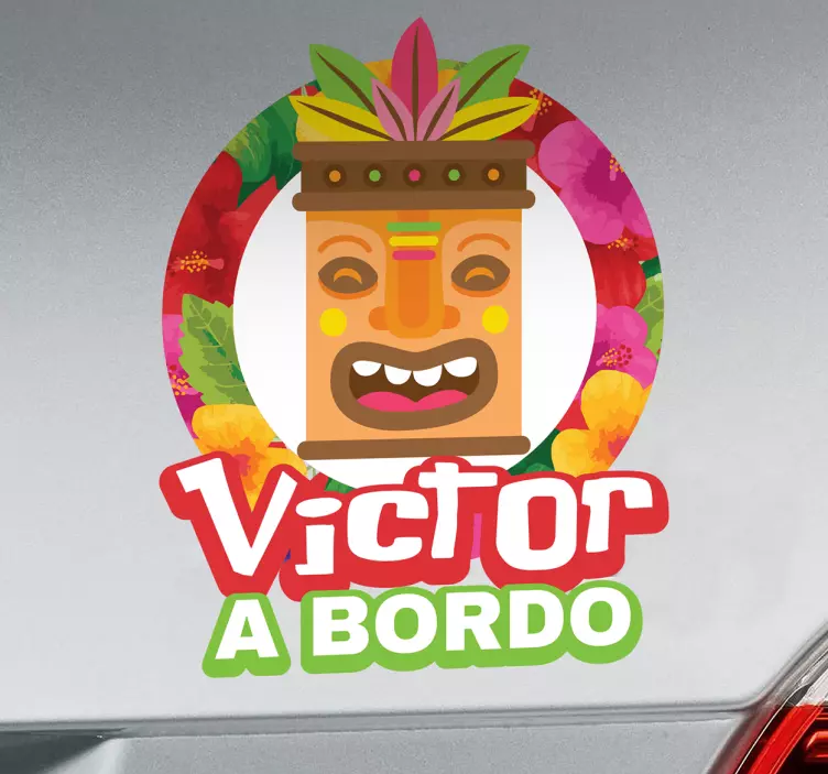 Pegatina bebé a bordo tiki personalizable - TenVinilo