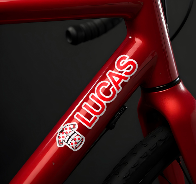 Vinilo bici maillot ciclista rojo personalizado - TenVinilo