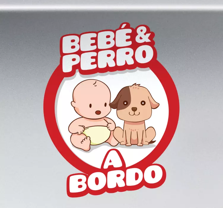 Pegatina bebé a bordo y perro - TenVinilo