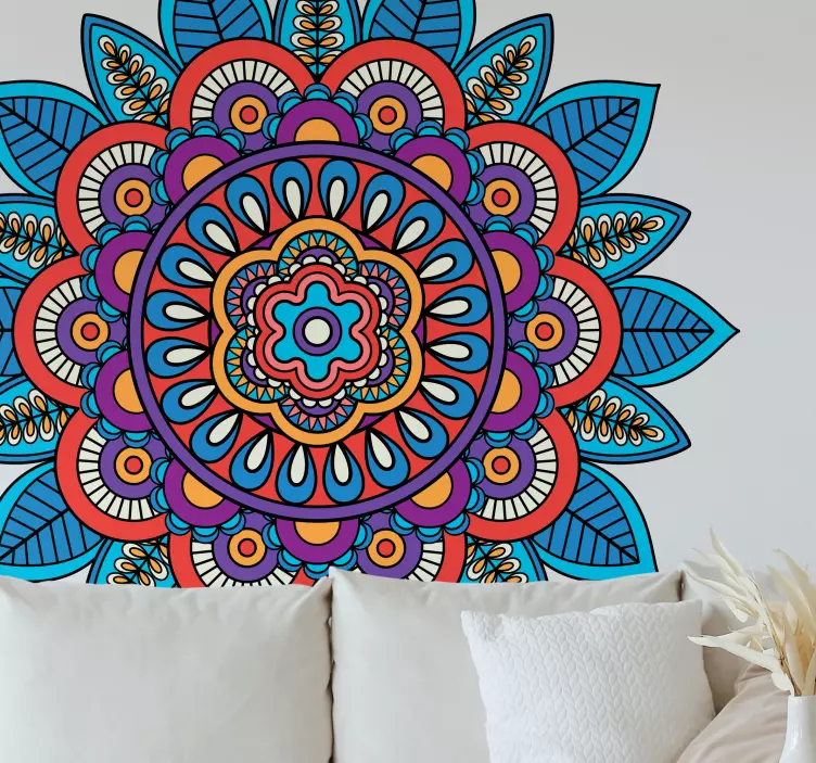 Vinilo decorativo floral Mandala de colores brillantes - TenVinilo