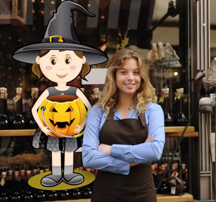 Pegatina infantil halloween niña bruja - TenVinilo