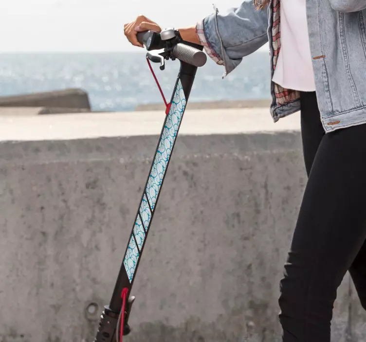 Adhesivo monopatín patinete de patrón de olas - TenVinilo