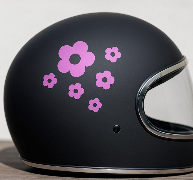 Pegatina moto diseño de flores sencillas con nombre. - TenVinilo