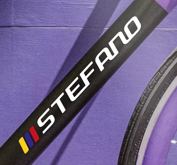 Vinilo bici Bandera colombiana en rectángulo y nombre personaliza - TenVinilo