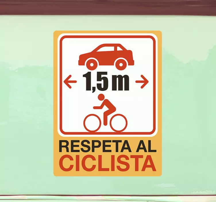 Pegatina coche distancia seguridad ciclista - TenVinilo