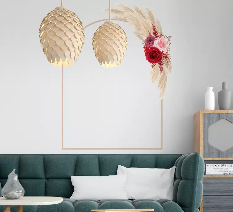 Vinilo para espejo Hermoso arco marco pampas secas - TenVinilo