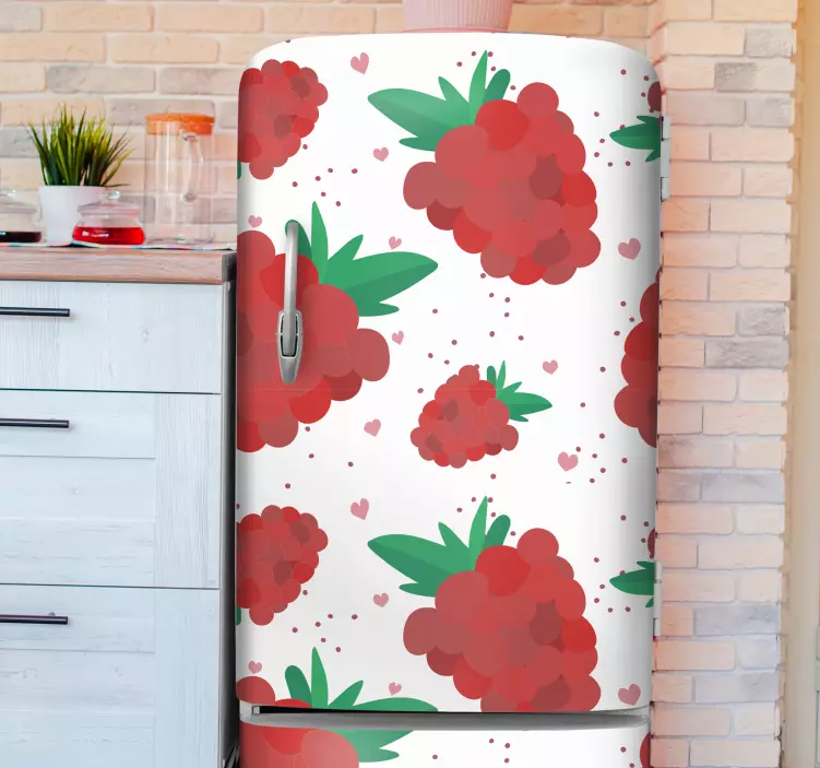 Vinilo para nevera Bayas acuarela con patrón de manchas - TenVinilo