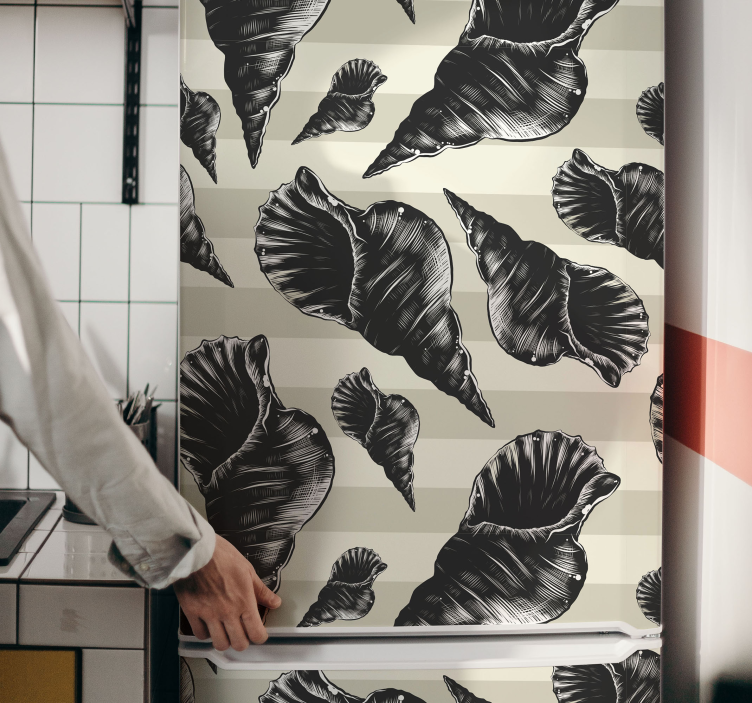 Vinilo para nevera Mano dibujar concha vintage nevera - TenVinilo