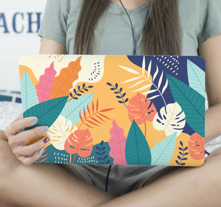 Vinilo para portátiles plantas monsteras coloridas - TenVinilo