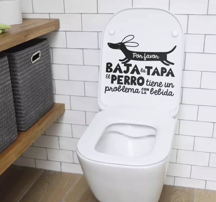 Vinilo mascota baja la tapa del perro. - TenVinilo