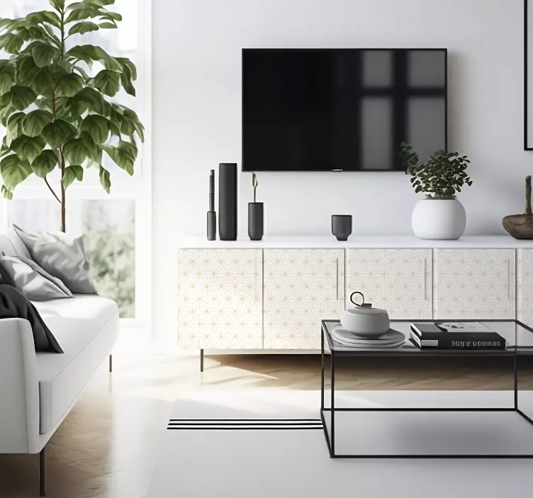 Vinilo trazo líneas blancas y doradas - TenVinilo