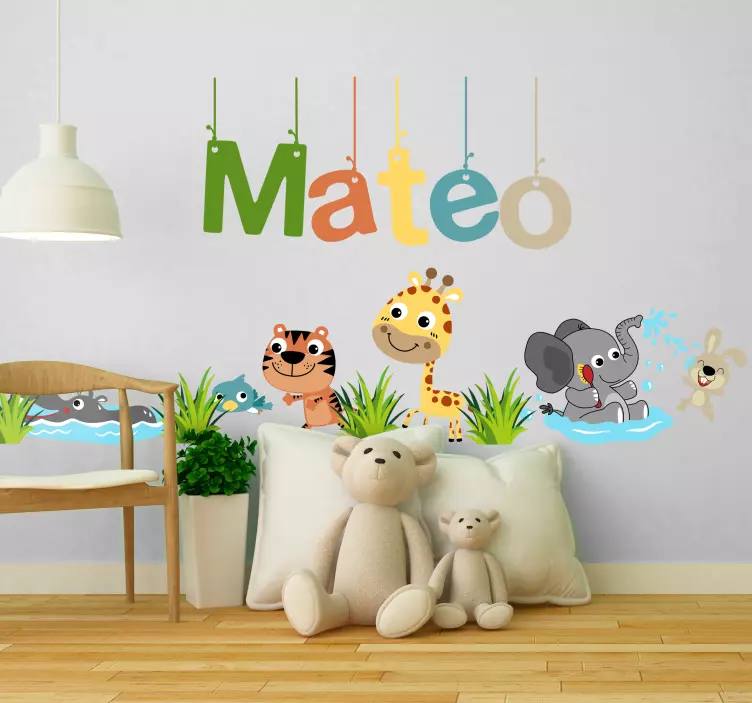 Vinilo infantil personalizable de animales - TenVinilo