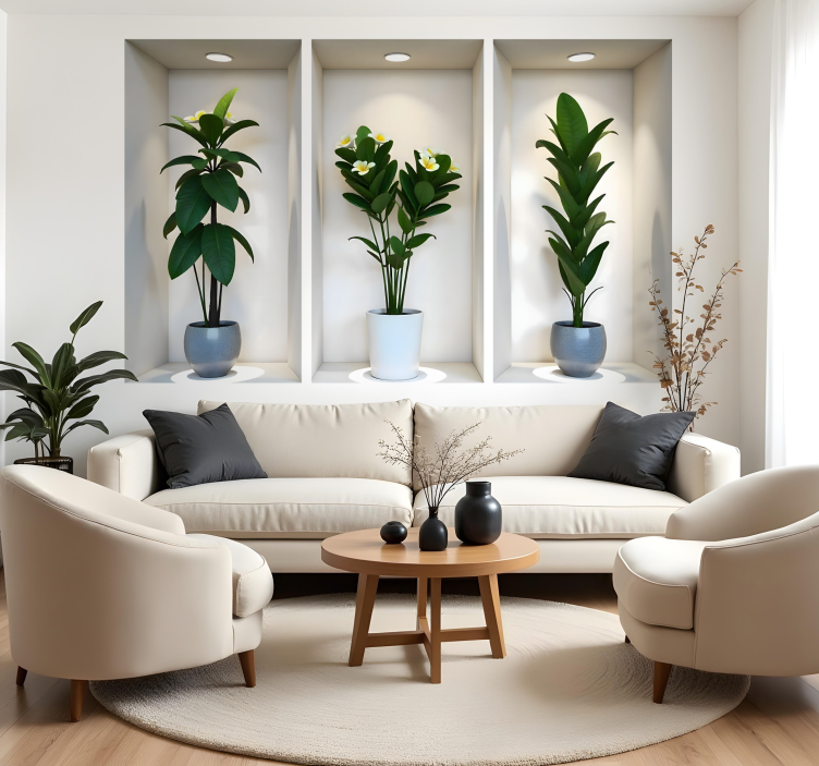 Vinilo 3D plantas en espacios pequeños - TenVinilo