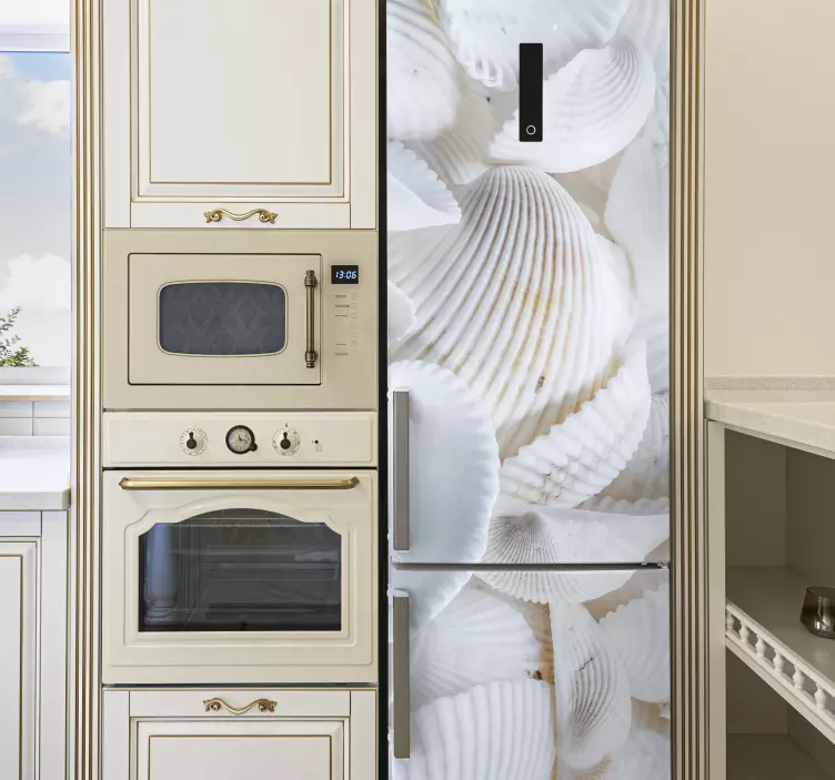 Vinilo para nevera de conchas blancas - TenVinilo