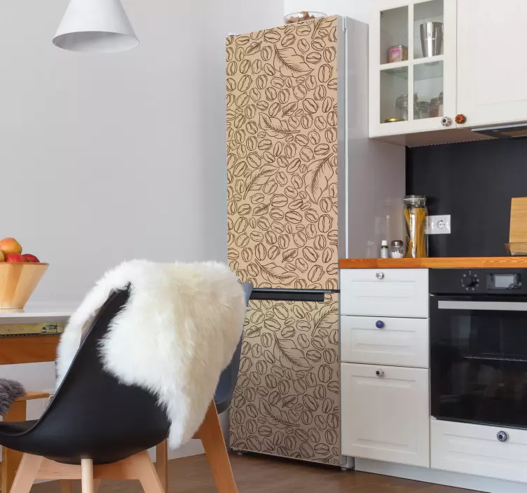 Vinilo decorativo para nevera hojas café - TenVinilo